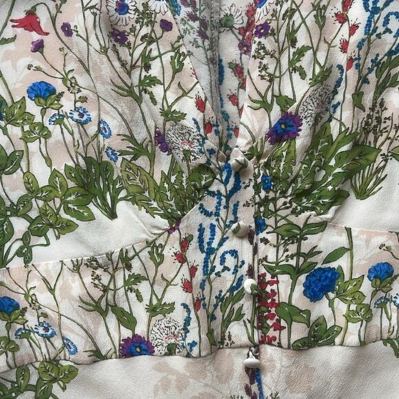 Maje Riviere Floral-Print Silk Crepe De Chine Mini Dress Size EU 36 - Picture 4 of 16